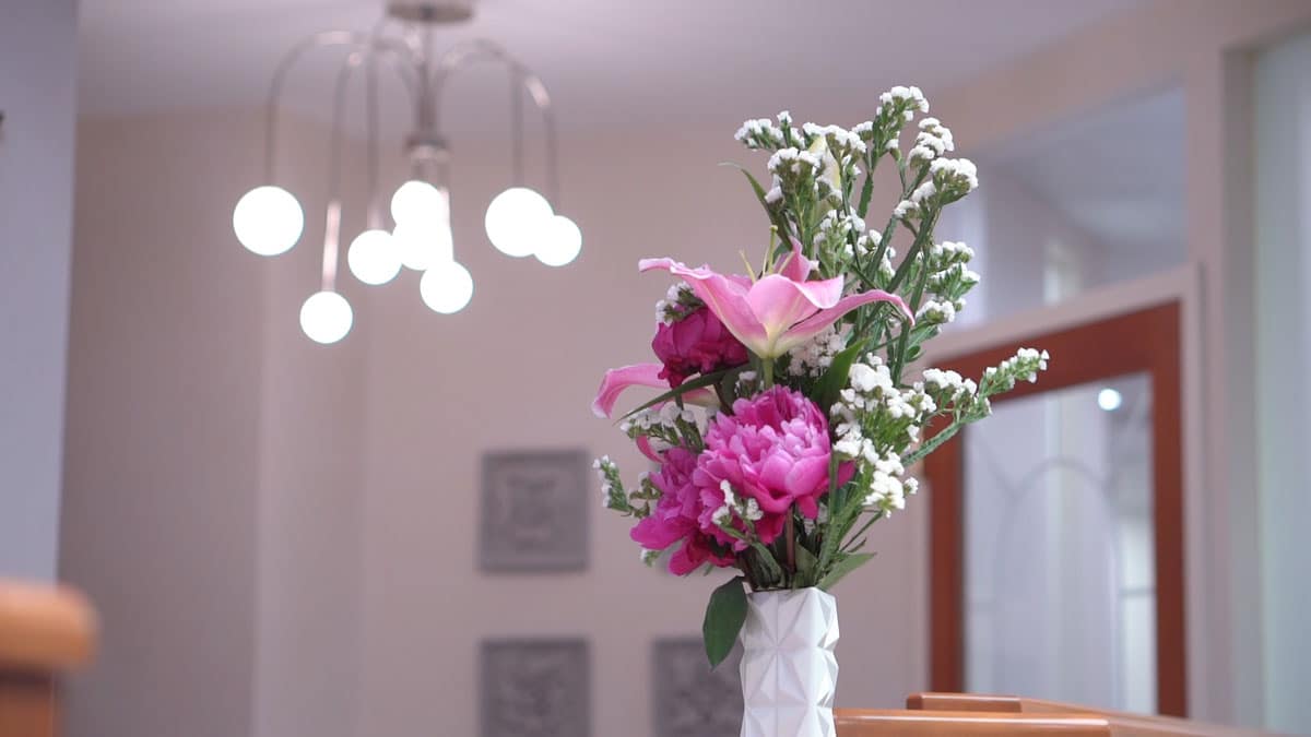 Flower and lights in lobby