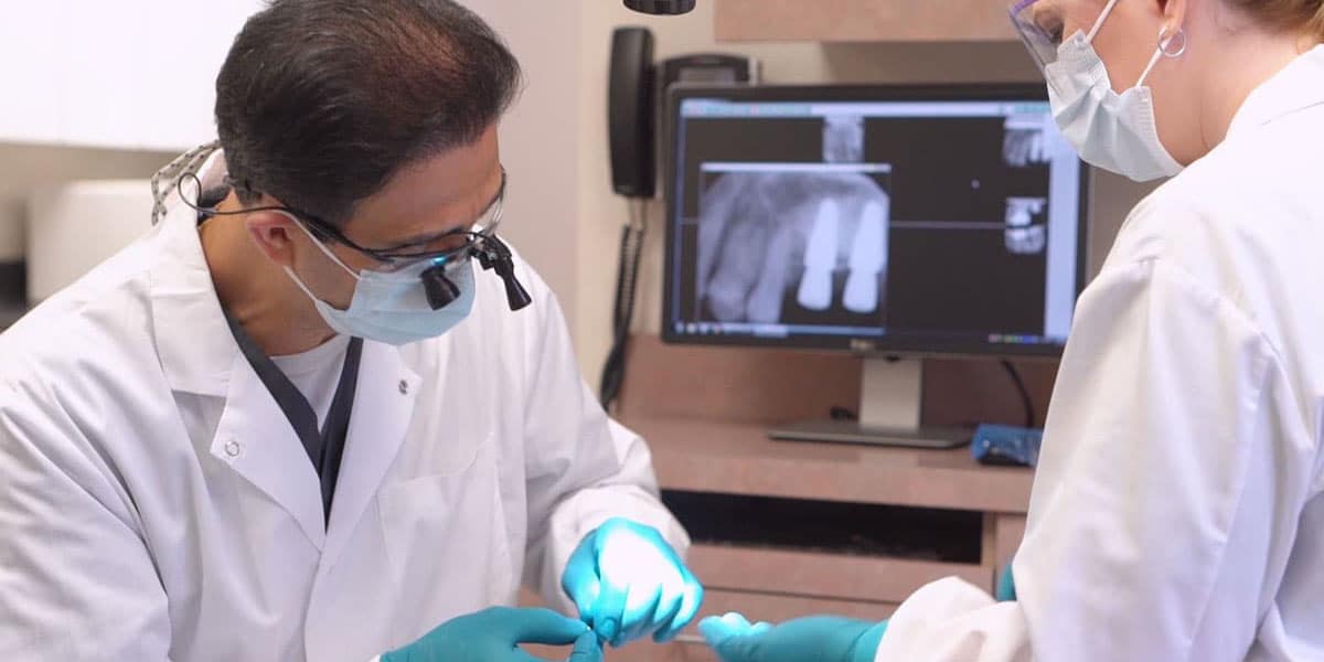 Close up of tooth implant